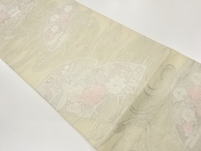 JAPANESE FUKURO OBI FOR SUMMER / WOVEN PEONY